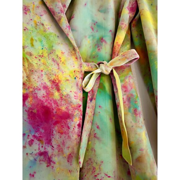 Chloe Cox Upcycled / Handmade Multicolor Hand Dyed Silk Blazer- Size Large - Picture 2 of 7
